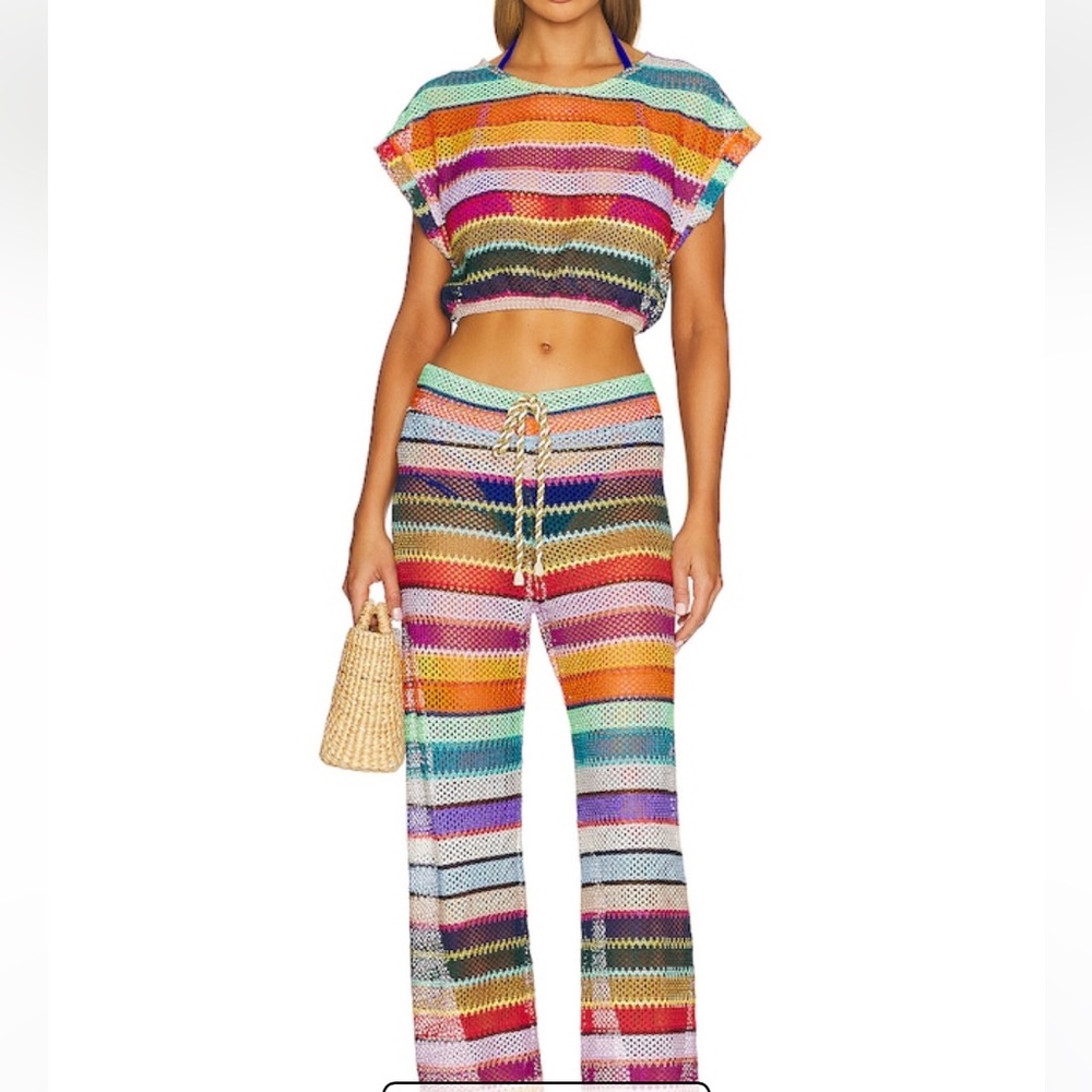 PQ Swim Multicolor Crocheted Two-Piece Coverup Set